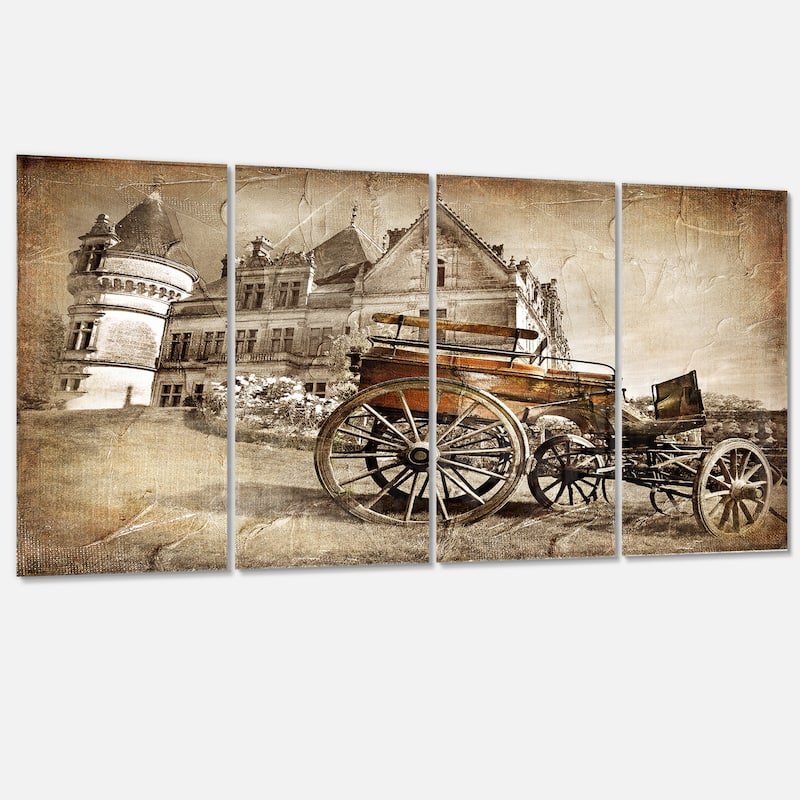 Designart "Medieval Castle with Carriage" Contemporary Canvas Art Print