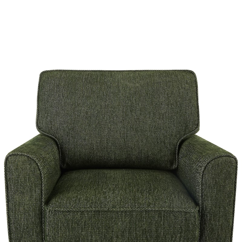 Chenille 360° Swivel Barrel Chair with Side Pockets, Ergonomic Support, and Removable Cushions