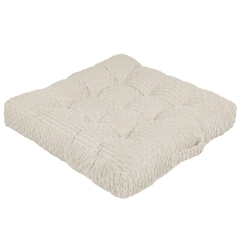 Sorra Home Indoor Soft Chunky Corduroy Tufted Floor Pillow with Handle