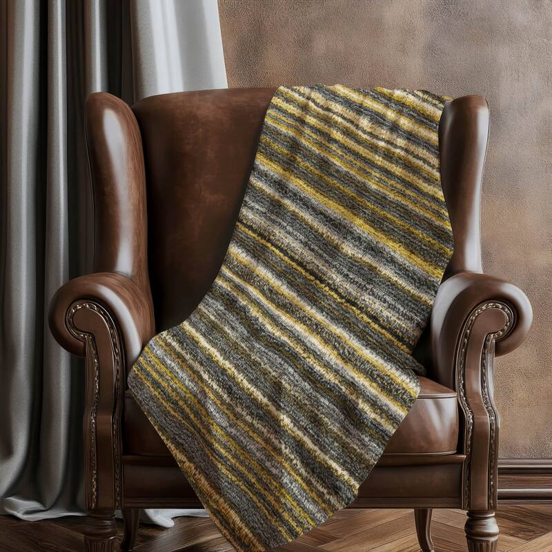 Premium Machine Washable Casual Stripes Sherpa Throw Blanket