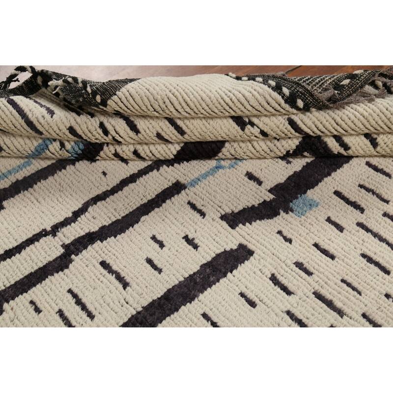 Abstract Moroccan Oriental Area Rug Handmade Contemporary Wool Carpet - 6'11"x 10'5"