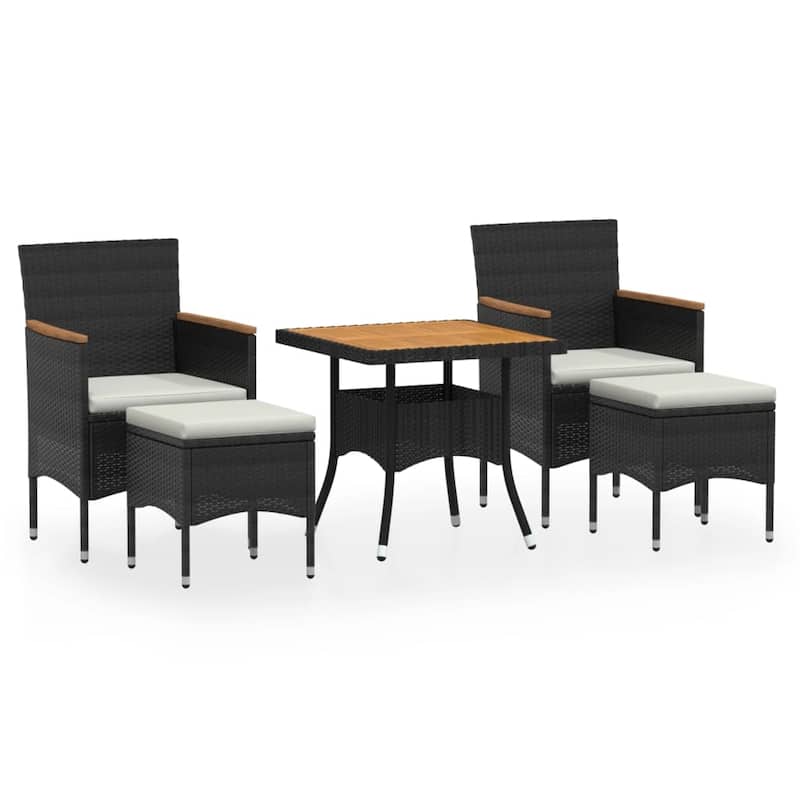vidaXL Garden Dining Set Black, Cream White Poly Rattan Medium - 31.5 x 31.5 x 29.5