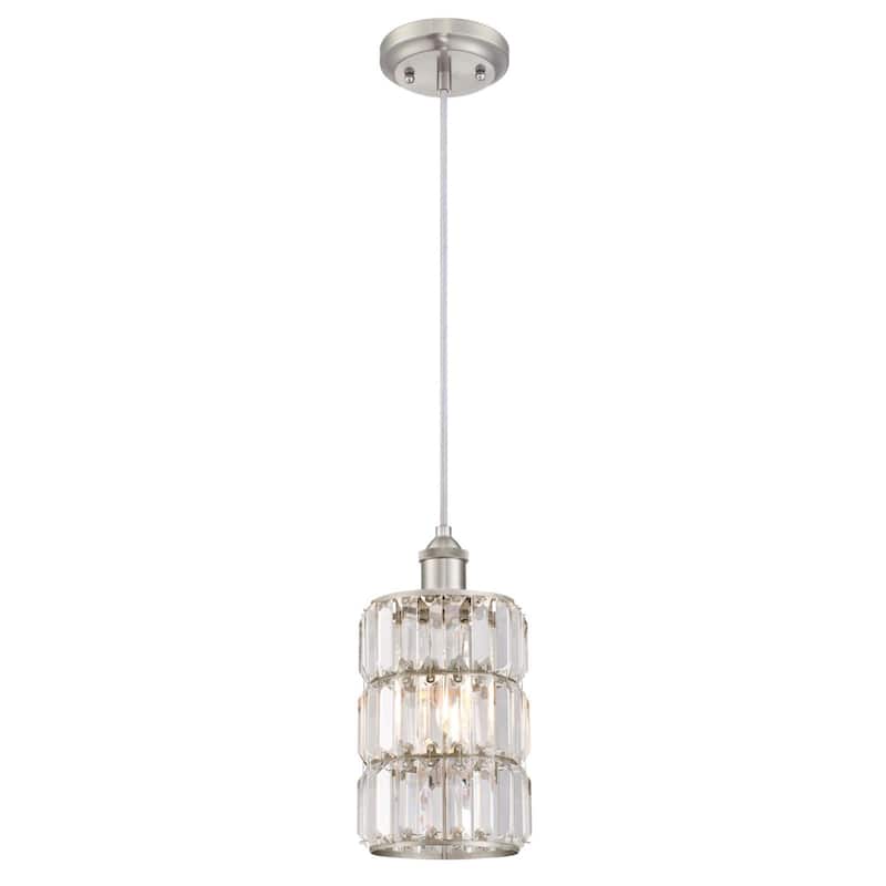 Westinghouse Lighting Sophie One-Light Indoor Mini Pendant, Brushed Nickel Finish with Crystal Prism Glass - 1-Light