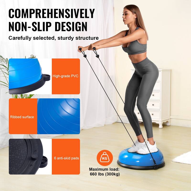 Half Balance Ball Trainer 23" for Full Body Workout, Home Gym Fitness
