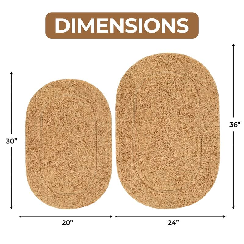 Superior Cotton Non-slip Oval Bath Rug - (Set of 2)