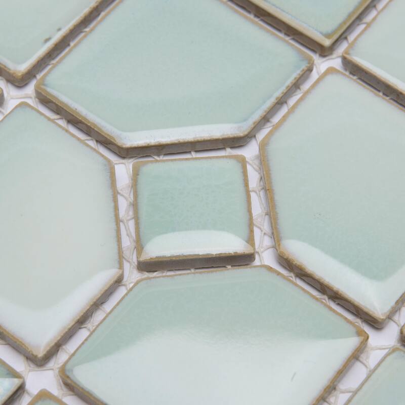 Merola Tile Hudson Oxford Mint Green 11-3/8" x 11-3/8" Porcelain Mosaic Floor and Wall Tile