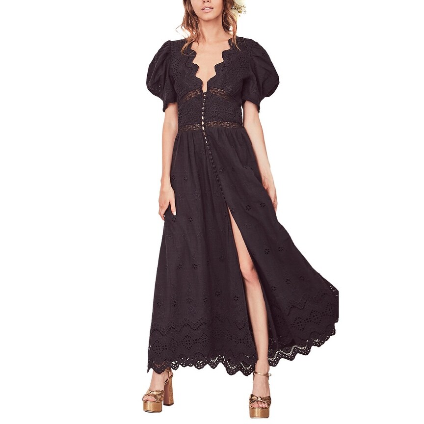 black silk floor length dress