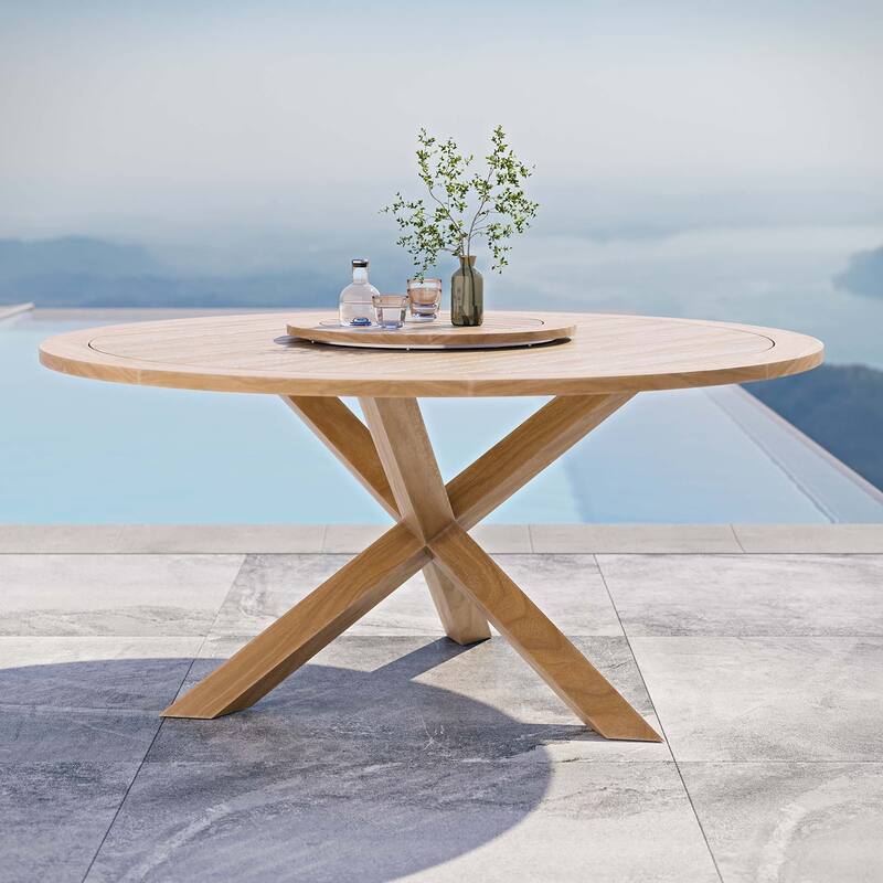 Wellspring 63" Outdoor Patio Teak Wood Dining Table - Natural