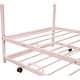 preview thumbnail 25 of 53, Metal House Bed with Twin Size Trundle, Twin Size House-Shaped Bed Steel Slat Support Easy Assembly for Kids Teens Boys & Girls