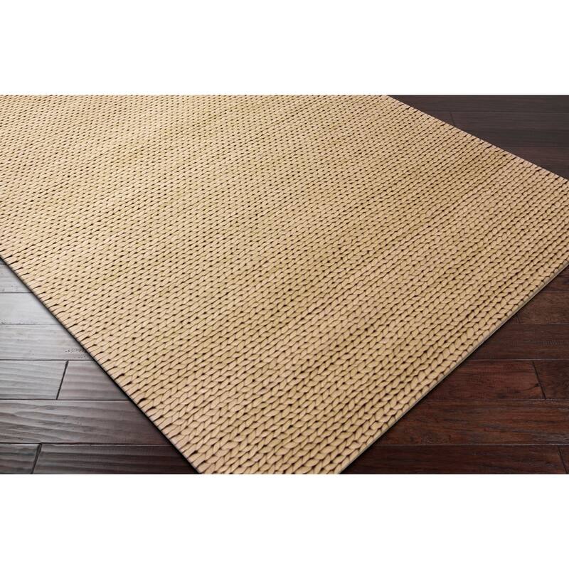 Hand Woven Yale Contemporary Solid Braided New Zealand Wool Area Rug