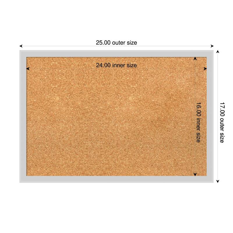 Incline Silver Wood Framed Cork Board - Bulletin Board, Organization Board, Pin Board - Natural - 25 x 17 in