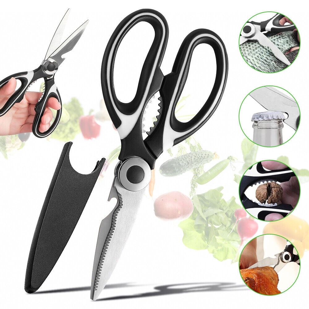 Michael Graves Comfortable Grip All Purpose Stainless Steel Kitchen Shears,  Grey, FOOD PREP