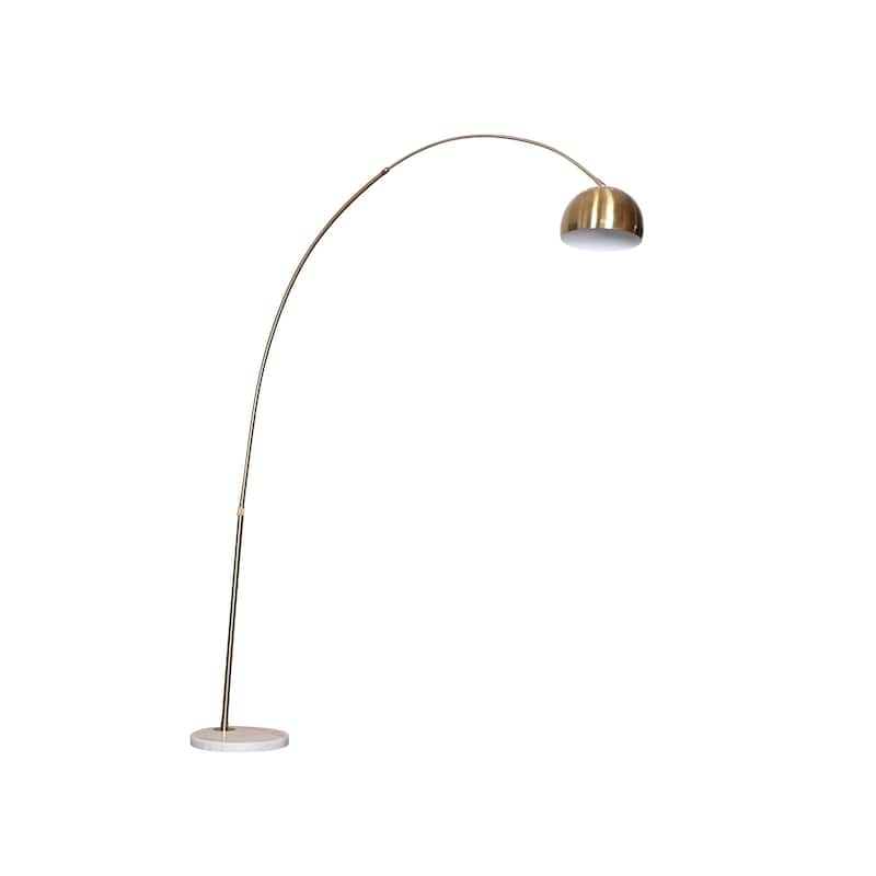 Floor Lamp with White Marble Base and Metal Lamp Shade Arco Collection - 76"