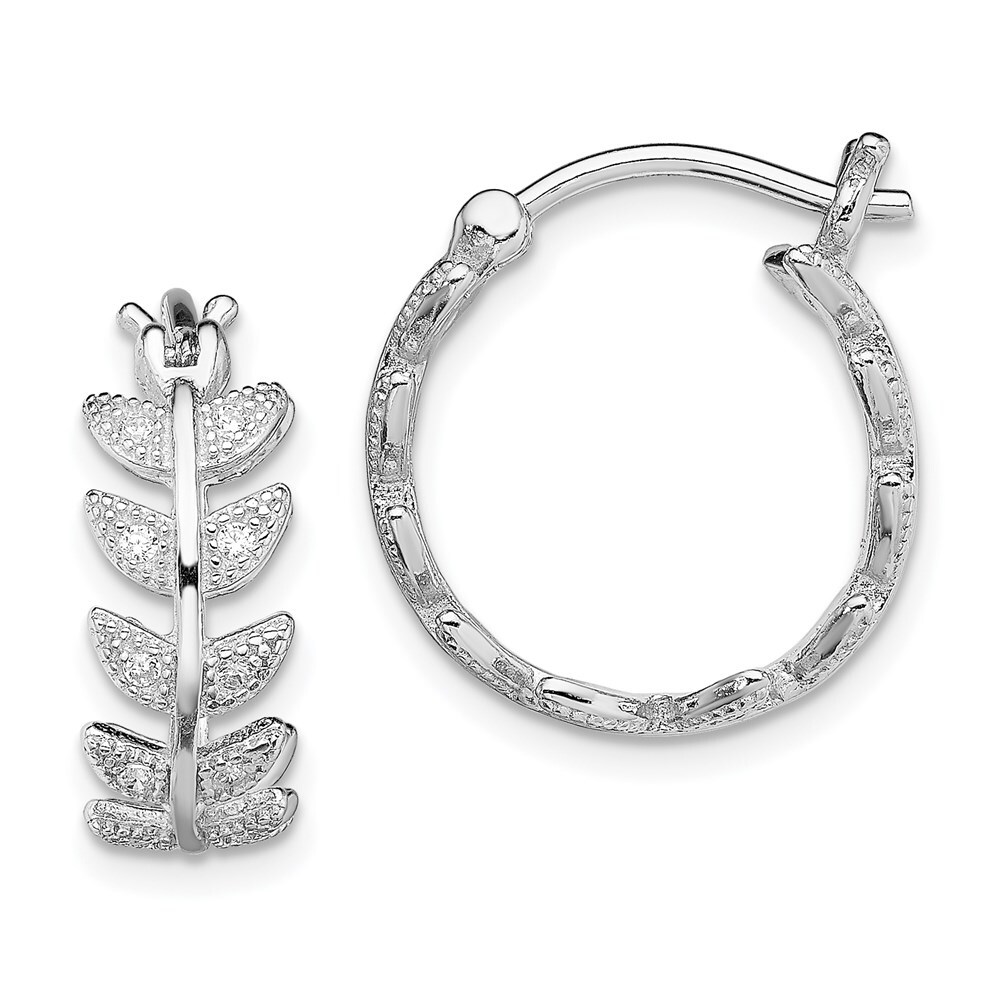 Micro Pave Cz Leaf .925 Sterling Silver Earrings Micro Pave Cz Leaf .925 Sterling Silver Earrings