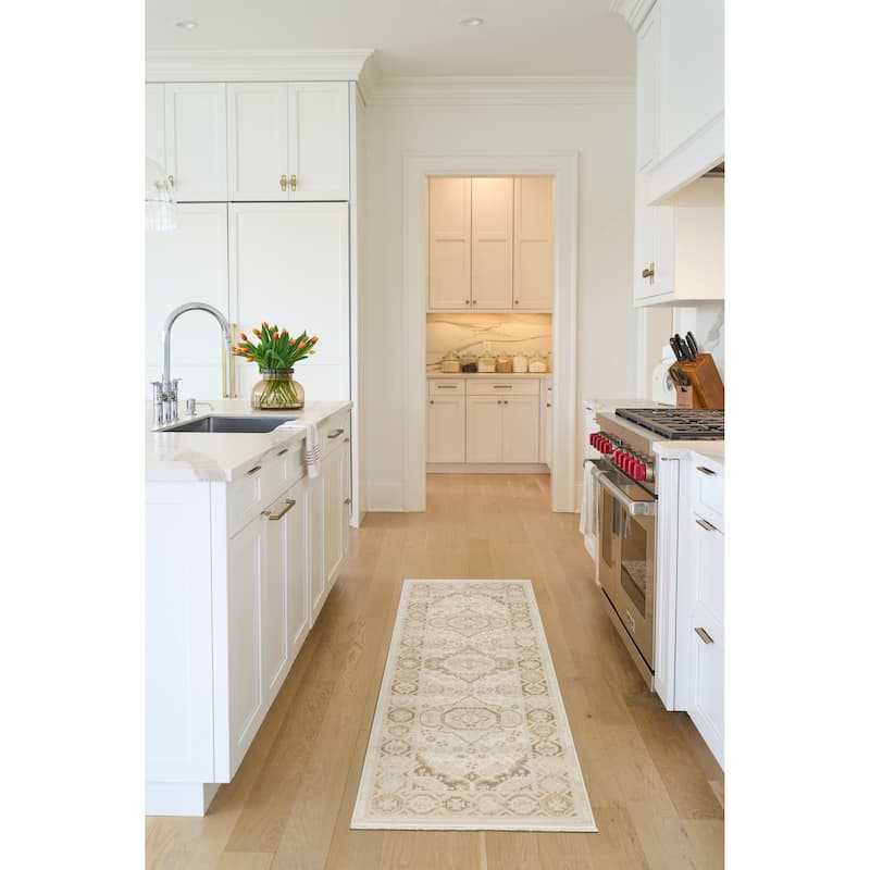 Nourison Pardis Indoor only Cream / Ivory Persian Area Rug - Ivory/Beige - 2' x 6'