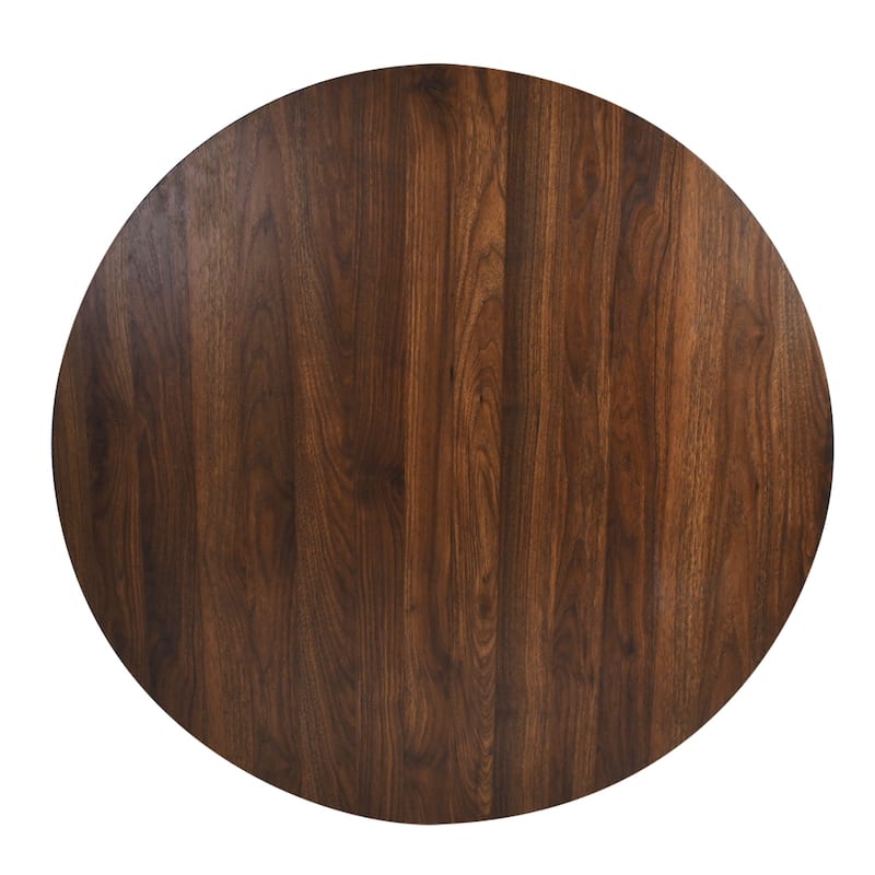 Round Walnut Color Dining Table