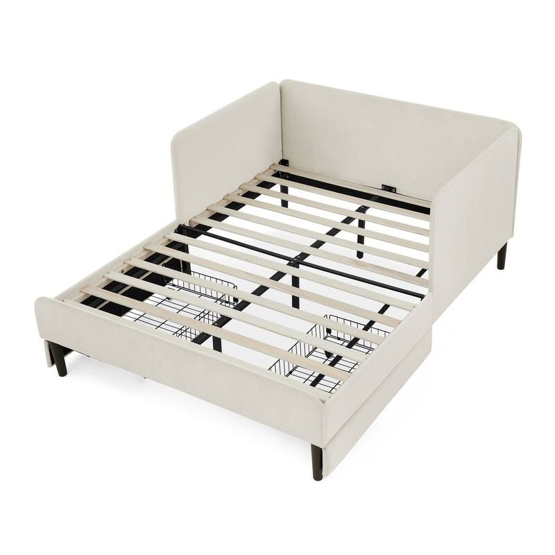 Full Size Velvet Upholstered Platform Bed with 2 Storage Drawers