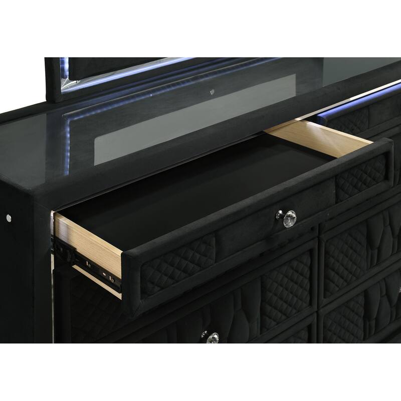 Lorient 8-drawer LED Bedroom Dresser Cabinet Black