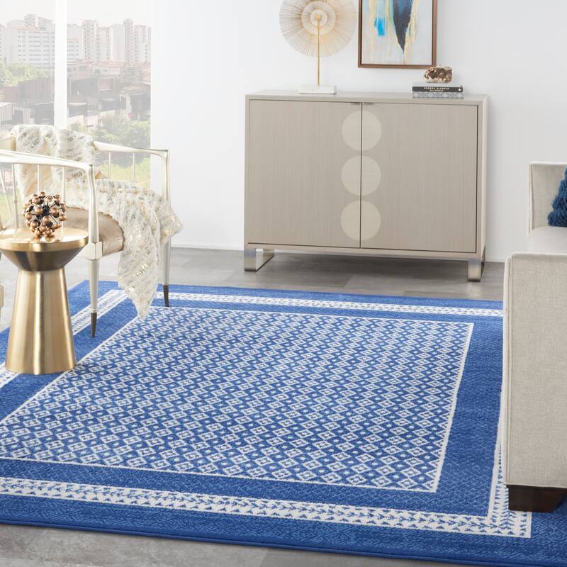 Nourison Whimsicle Geometric Moroccan Bordered Area Rug - 8' x 10' - Navy - Runner/Rectangle