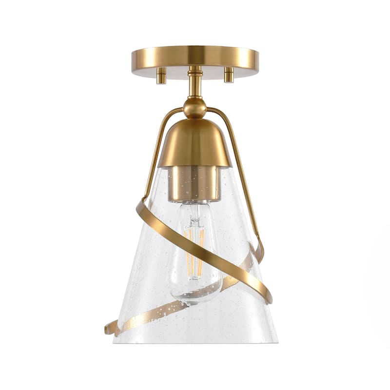 Parrot Uncle 7" Modern Seeded Glass Gold Dimmable Small Semi-Flush Mount Ceiling Light