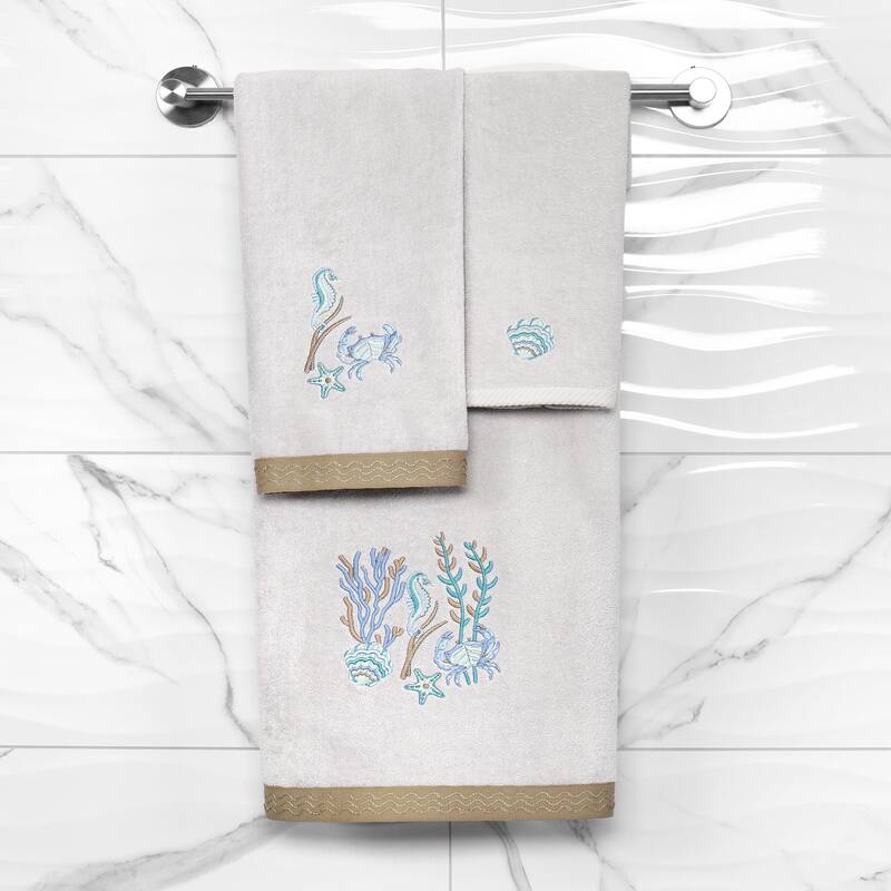 Authentic Hotel and Spa Turkish Cotton Aaron 2PC Embellished Hand Towel Set