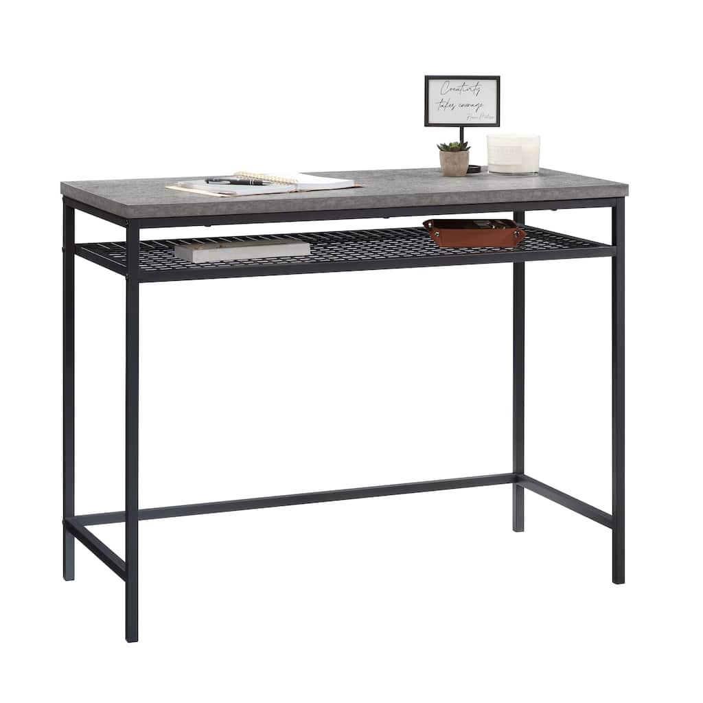 Wood Writing Desk with Adjustable Shelves, Gray