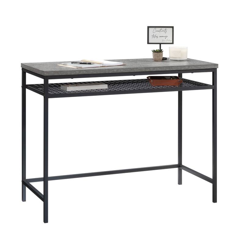 Wood Writing Desk with Adjustable Shelves, Gray