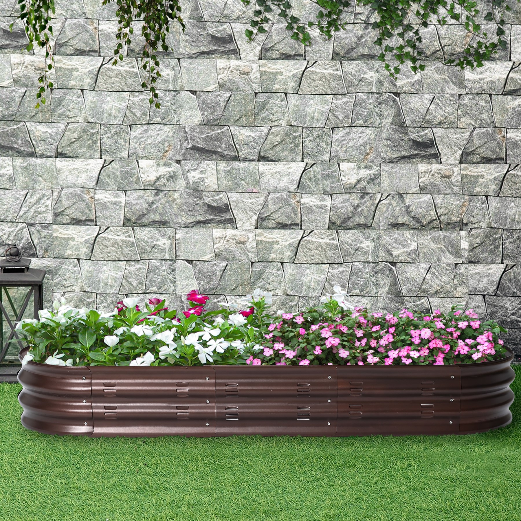 Brown Metal 5.5-Ft Oval Raised Garden Bed Planter - 5.5ft W x 1.625ft D x 0.8ft H