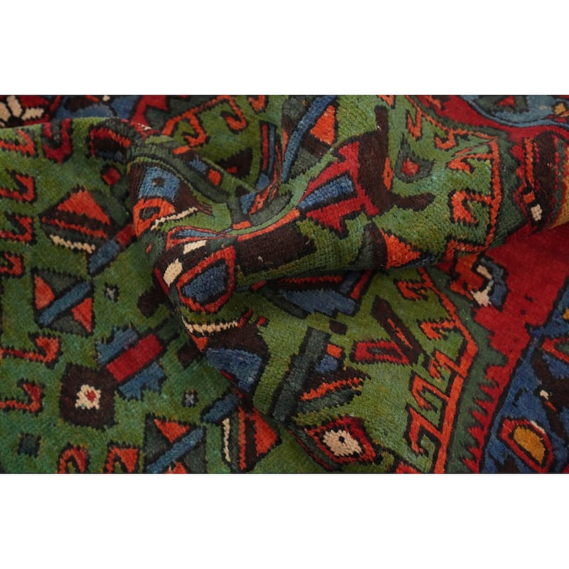 Hand Knotted Oriental 100% Wool Carpet Traditional Geometric Red Heriz Runner Rug - 10' 0'' X 2' 11''
