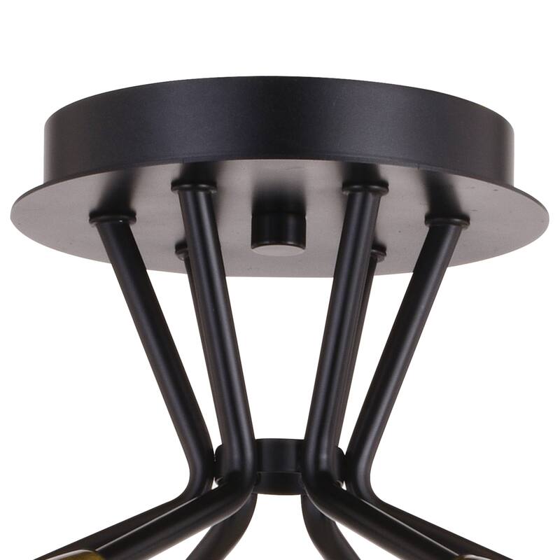 Ellis 16.25-in W Black and Brass Mid-Century Modern Semi Flush Mount Ceiling Light - 16.25-in W x 8-in H x 16.25-in D