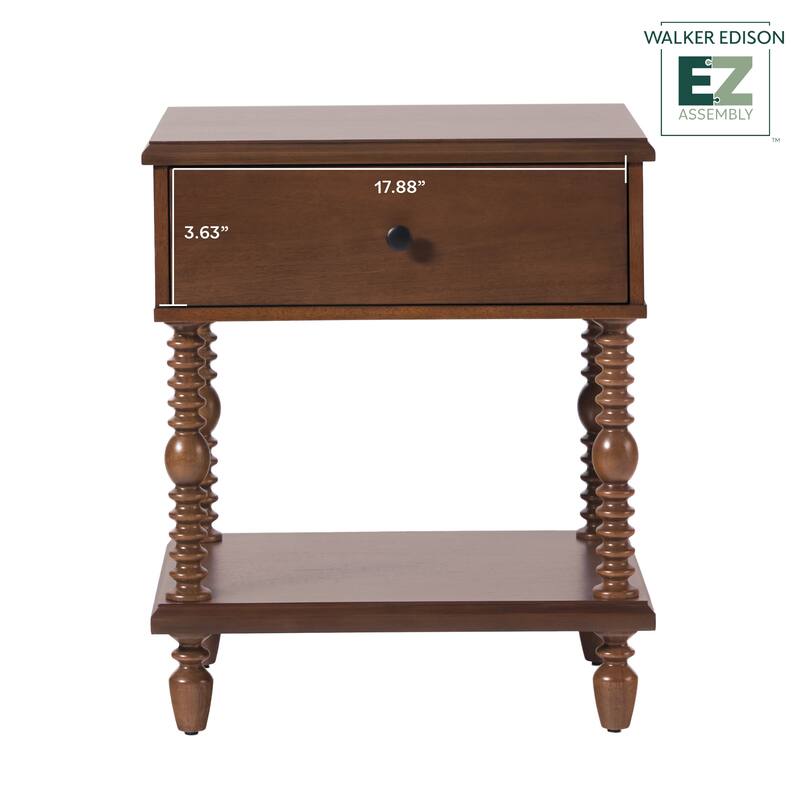 Walker Edison Easy Assembly Solid Wood 1-Drawer Nightstand (Set of 2)