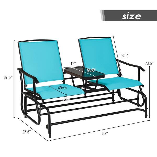 Gymax Patio 2Person Glider Rocking Char Loveseat Garden w/ Tempered