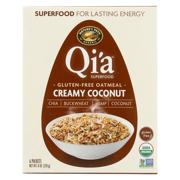 Nature's Path Organic Qi'A Superfood Hot Oatmeal - Creamy Coconut - Case of 6 - 8 oz.