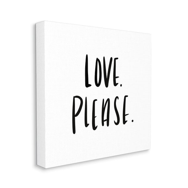 Stupell Love Please Sentiments Minimal Black White Typography Canvas ...