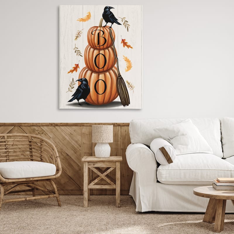 Stupell Boo Crows & Pumpkins Canvas Wall Art Design By Elizabeth Tyndall