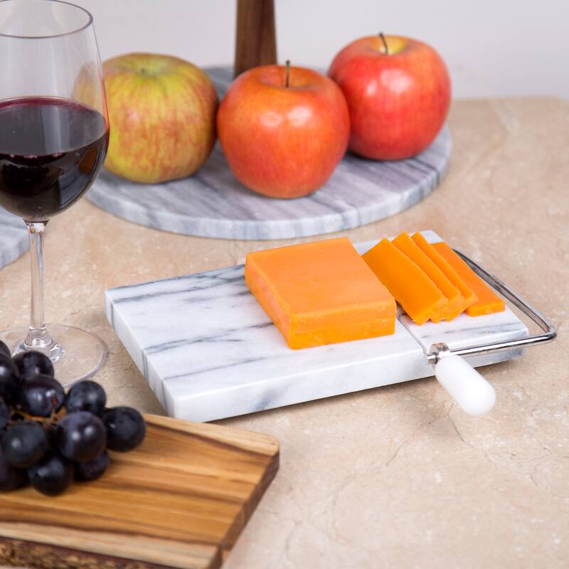 Creative Home Natural Off-White Marble 5" x 8" Cheese Slicer Butter Cutter