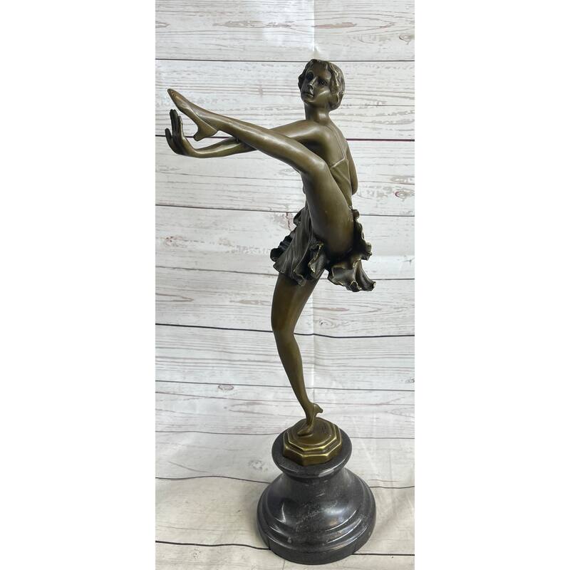 Signed Bruno Zach High Kick Dancer Bronze Statue Sculpture Art Nouveau Figurine