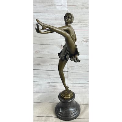 Signed Bruno Zach High Kick Dancer Bronze Statue Sculpture Art Nouveau Figurine