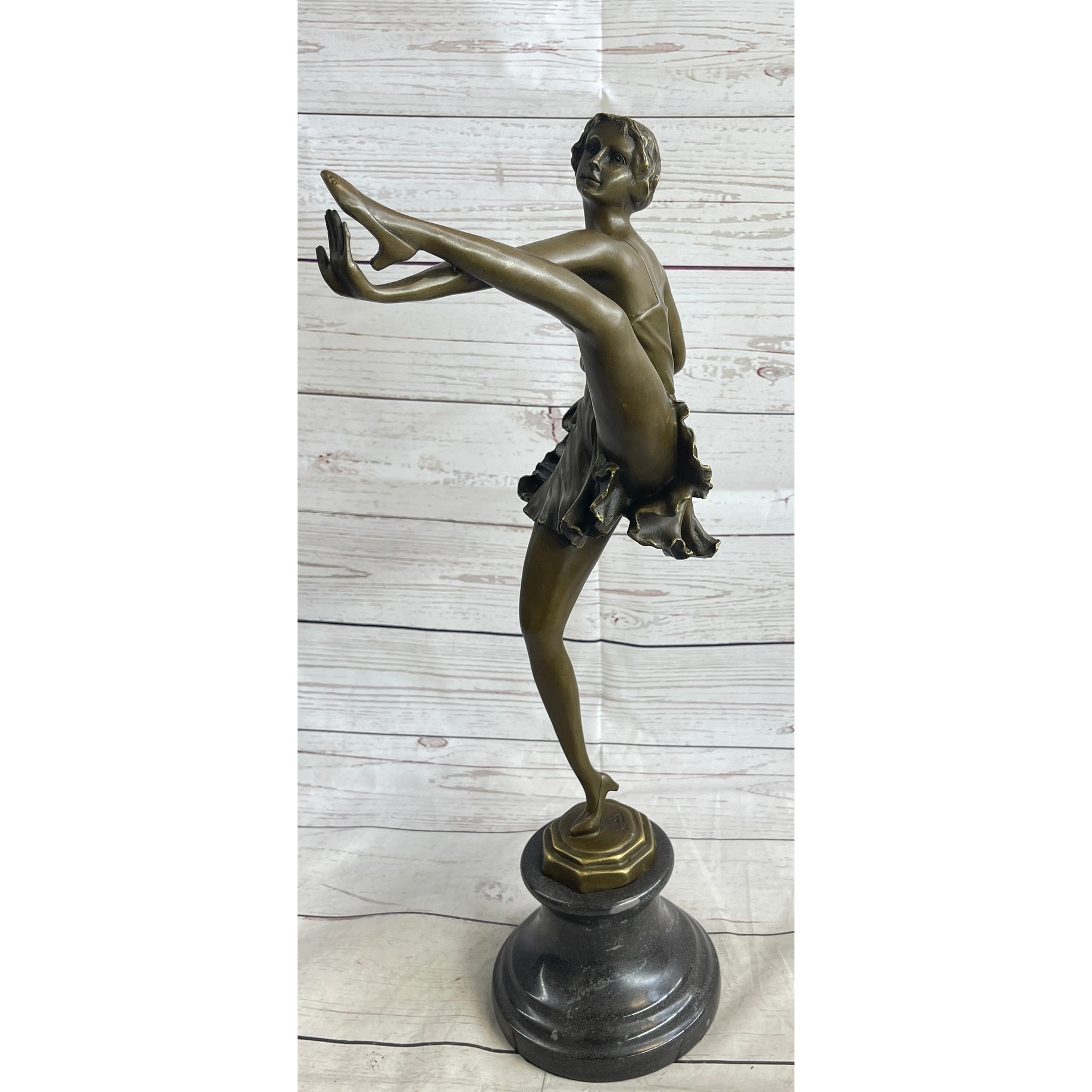 Signed Bruno Zach High Kick Dancer Bronze Statue Sculpture Art Nouveau Figurine