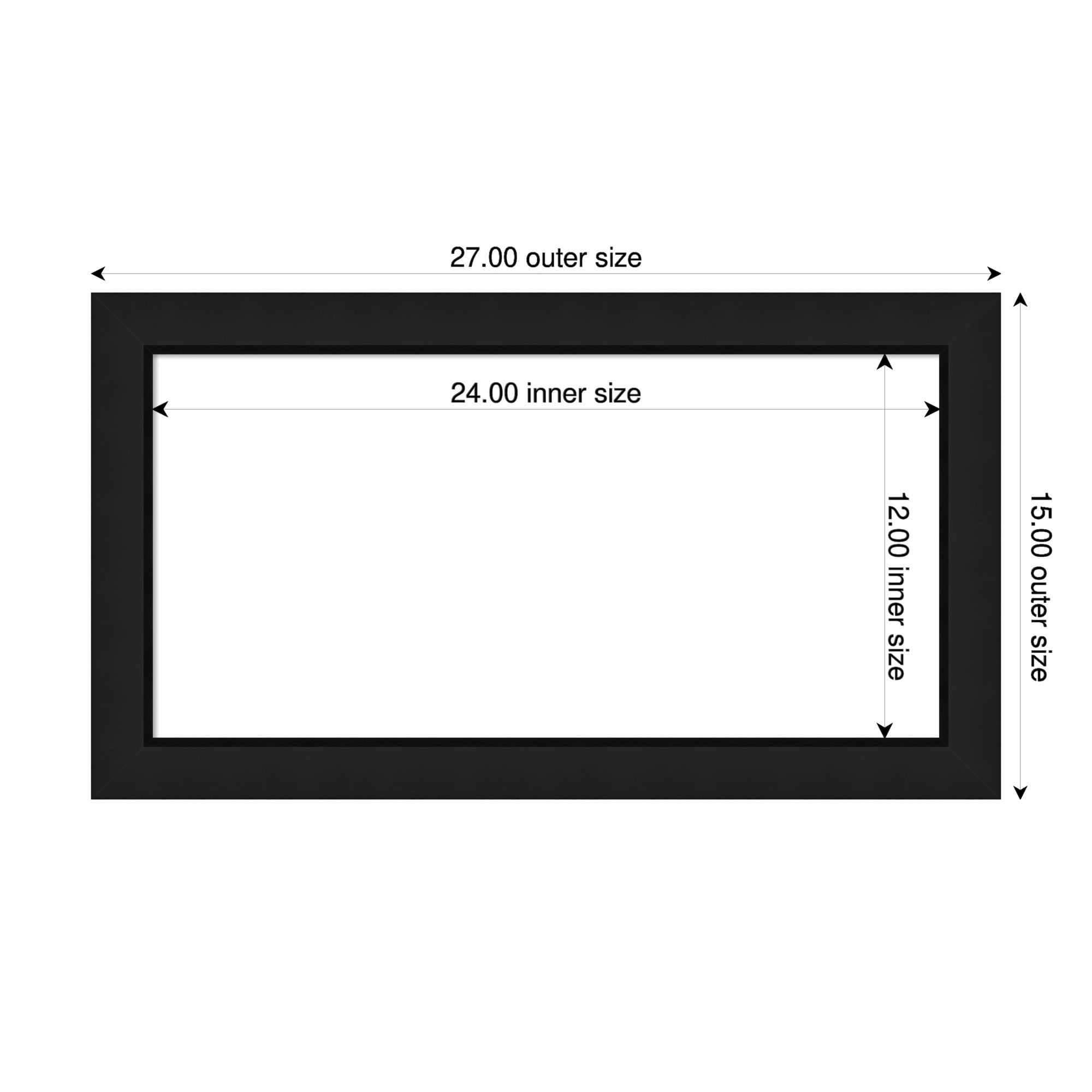 Amanti Art Midnight Black Narrow Framed Dry Erase Magnetic Board
