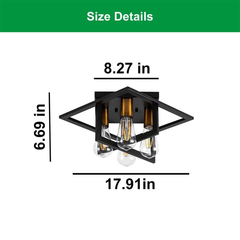 4 Light ceiling lighting black, gold light fixture iron, metal bedroom light
