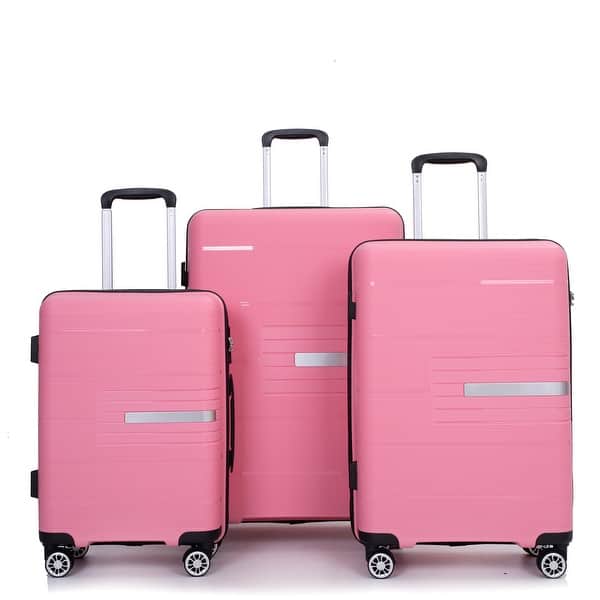 slide 2 of 34, Luggage 3 Piece Set(20"/24"/28"), Hardshell Suitcase With Double Mute Spinner Wheels, Durable Lightweight Suitcase With TSA Lock Pink