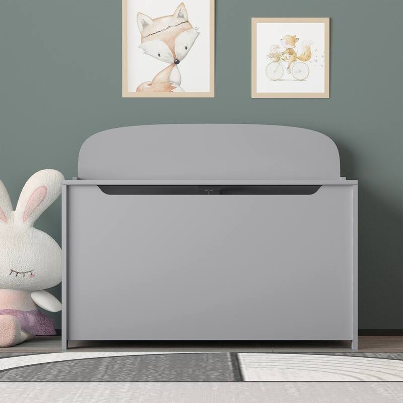 30" Kids Wooden Toy Box/Bench with Safety Hinged Lid