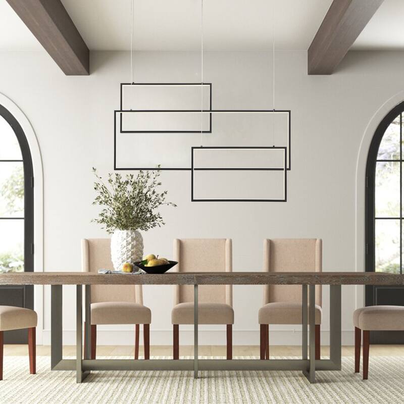 3-Light Unique Geometric LED Chandelier - 23.62'' H x 35.43'' W x 4.72''D
