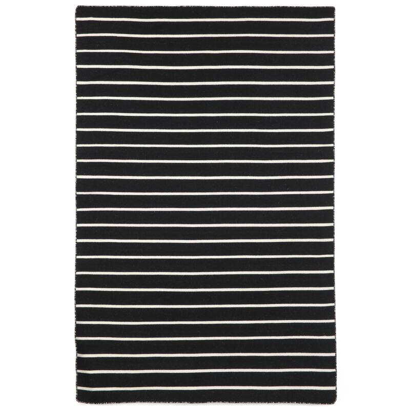 Liora Manne Sorrento Pinstripe Indoor/Outdoor Area Rug - 7'6" x 9'6" - Black