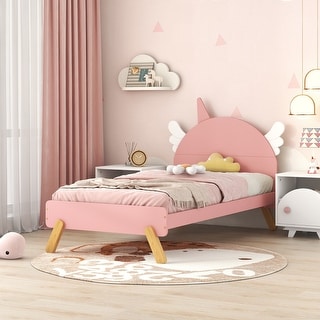 Enchanting Twin Unicorn Bed with Pink Headboard, Sturdy Pine Frame