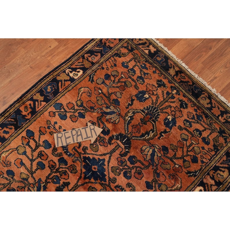 Hand Knotted Oriental 100% Wool Carpet Traditional Floral Oranges & Rust Lilian Area Rug - 4' 4'' X 3' 2''