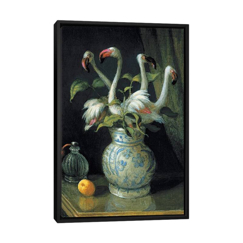 iCanvas "Flamingo Flowers" by Michael Sowa Framed Canvas Print