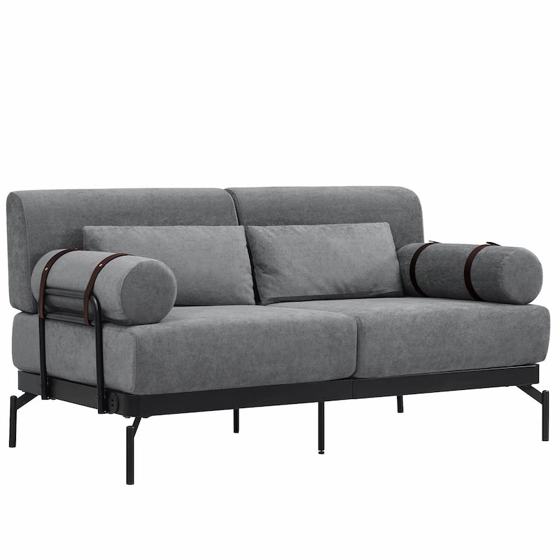Modern Loveseat Sofa 59" Sofa Couch 2-Seater with Flexible USB Ports and Unique Cylindrical Armrests