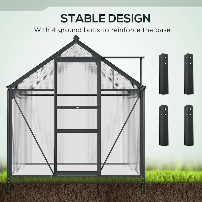 Outsunny Polycarbonate Walk-In Greenhouse for Outdoors - CLEAR